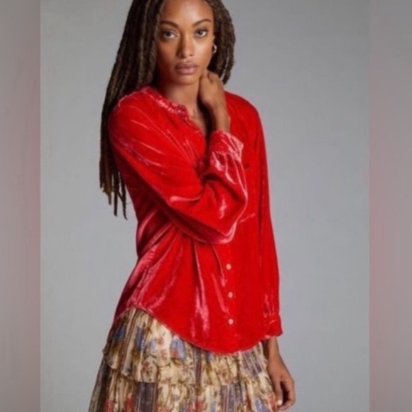 Anthropologie pilcro velvet top blouse xxs - Picture 3 of 4